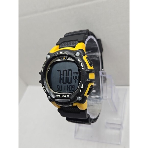 Timex Ironman Triathlon Flix Digital Yellow Black 100M Indiglo New Battery Watch - Picture 2 of 11